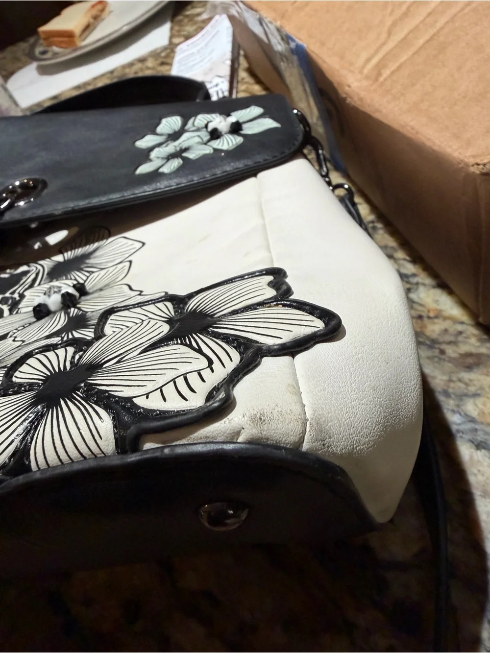 Our Universe Darth Vader Floral Accent Top-Handle Bag - Black & White